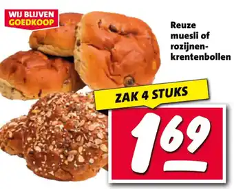 Nettorama Reuze muesli of rozijnen krentenbollen aanbieding