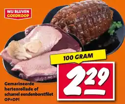 Nettorama Gemarineerde hertenrollade of scharrel eendenborstfilet aanbieding