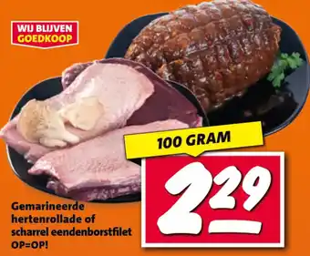 Nettorama Gemarineerde hertenrollade of scharrel eendenborstfilet aanbieding