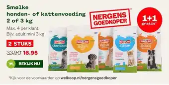 Welkoop Smølke honden of kattenvoeding 2 of 3 kg aanbieding
