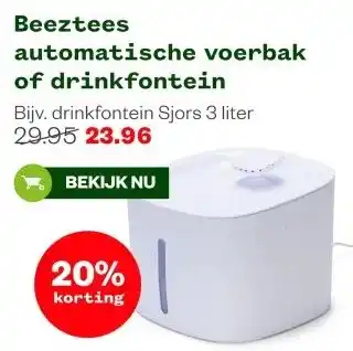 Welkoop Beeztees automatische voerbak of drinkfontein aanbieding