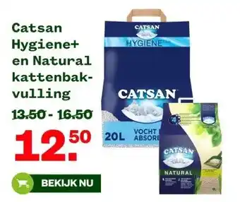 Welkoop Catsan Hygiene+ en Natural kattenbak vulling aanbieding