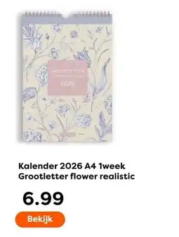 The Read Shop Kalender 2026 A4 1week Grootletter flower realistic aanbieding