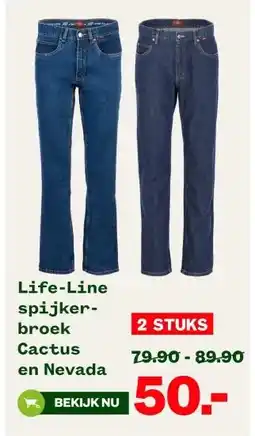 Welkoop Life-Line spijker- broek Cactus en Nevada aanbieding
