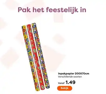 The Read Shop Inpakpapier 200X70cm aanbieding