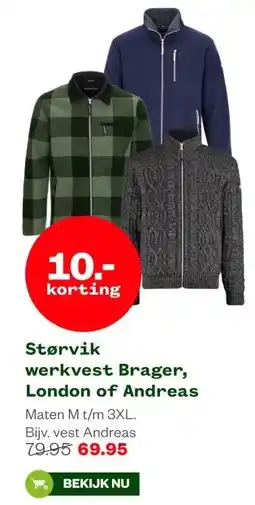 Welkoop Størvik werkvest Brager, London of Andreas aanbieding
