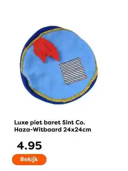 The Read Shop Luxe piet baret Sint Co. Haza-Witbaard 24x24cm aanbieding