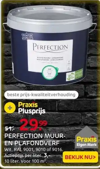 Praxis Perfection Muur & Plafond Muurverf - Mat aanbieding