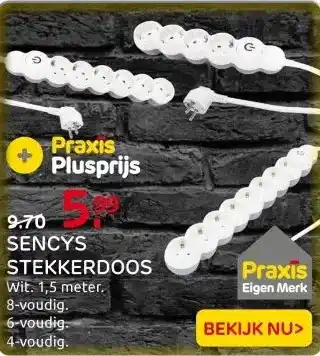 Praxis Sencys Stekkerdoos 4-voudig wit 1,5 aanbieding