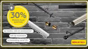 Praxis op roedes, rails en accessoires aanbieding