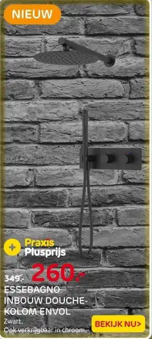 Praxis Essebagno inbouw douchekolom Envol zwart aanbieding