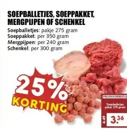 MCD Supermarkt SOEPBALLETJES, SOEPPAKKET, MERGPUPEN OF SCHENKEL aanbieding