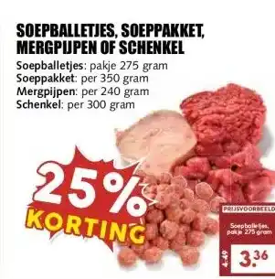 MCD Supermarkt SOEPBALLETJES, SOEPPAKKET, MERGPUPEN OF SCHENKEL aanbieding