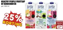 MCD Supermarkt HEALTHY PEOPLE FRUITSAP OF KOKOSWATER aanbieding