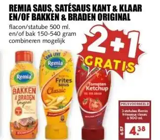 MCD Supermarkt REMIA SAUS, SATÉSAUS KANT & KLAAR EN/OF BAKKEN & BRADEN ORIGINAL aanbieding