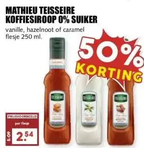 MCD Supermarkt MATHIEU TEISSEIRE KOFFIESIROOP 0% SUIKER aanbieding