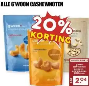 MCD Supermarkt ALLE G'WOON CASHEWNOTEN aanbieding