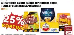 MCD Supermarkt ALLE AFFLIGEM, AMSTEL RADLER, APPLE BANDIT, BRAND, TEXELS OF DESPERADOS SPECIAALBIER aanbieding