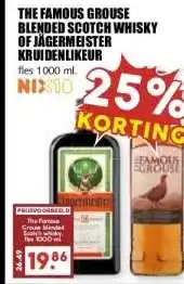 MCD Supermarkt THE FAMOUS GROUSE BLENDED SCOTCH WHISKY OF JÄGERMEISTER KRUIDENLIKEUR aanbieding