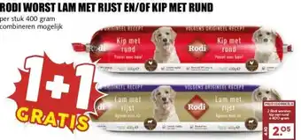 MCD Supermarkt RODI WORST LAM MET RIJST EN/OF KIP MET RUND aanbieding