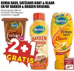 MCD Supermarkt REMIA SAUS, SATÉSAUS KANT & KLAAR EN/OF BAKKEN & BRADEN ORIGINAL aanbieding