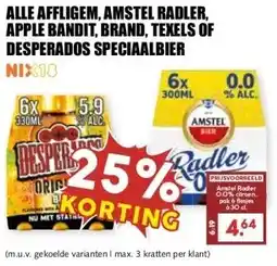 MCD Supermarkt ALLE AFFLIGEM, AMSTEL RADLER, APPLE BANDIT, BRAND, TEXELS OF DESPERADOS SPECIAALBIER aanbieding