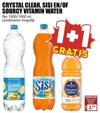 MCD Supermarkt CRYSTAL CLEAR, SISI EN/OF SOURCY VITAMIN WATER aanbieding