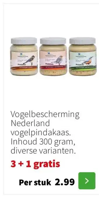 Intratuin Vogelbescherming Nederland vogelpindakaas. Inhoud 300 gram, diverse varianten. aanbieding