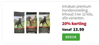 Intratuin Intratuin premium hondenvoeding. Inhoud 3 en 12 kilo, alle varianten. aanbieding