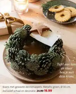 Intratuin Krans met gewaxte dennenappels. aanbieding