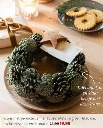 Intratuin Krans met gewaxte dennenappels. aanbieding