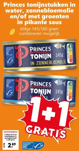 CoopCompact Princes tonijnstukken in water, zonnebloemolie en/of met groenten in pikante saus aanbieding