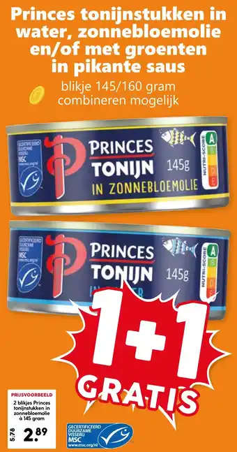 CoopCompact Princes tonijnstukken in water, zonnebloemolie en/of met groenten in pikante saus aanbieding