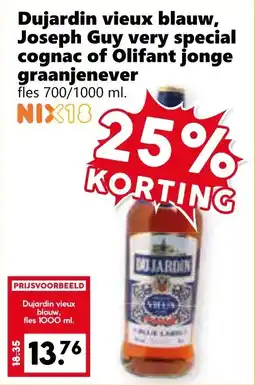 CoopCompact Dujardin vieux blauw, Joseph Guy very special cognac of Olifant jonge graanjenever aanbieding