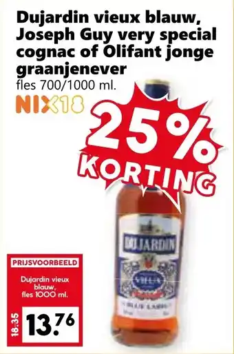 CoopCompact Dujardin vieux blauw, Joseph Guy very special cognac of Olifant jonge graanjenever aanbieding