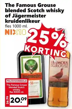 CoopCompact The Famous Grouse blended Scotch whisky of Jägermeister kruidenlikeur aanbieding