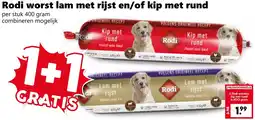 Coop Rodi worst lam met rijst en/of kip met rund aanbieding