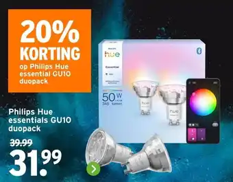 GAMMA Philips Hue essentials GU10 duopack aanbieding