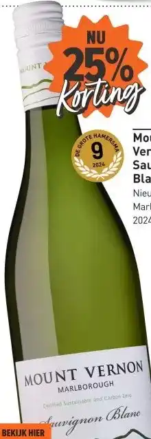Gall & Gall Mount Vernon Sauvignon Blanc 75CL aanbieding
