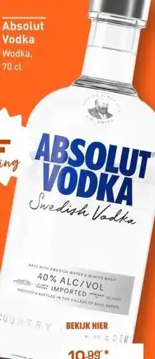 Gall & Gall Absolut Vodka 70CL aanbieding