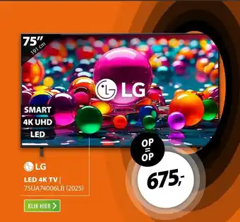 Expert LG 4K SMART 75UA74006LB (2025) aanbieding