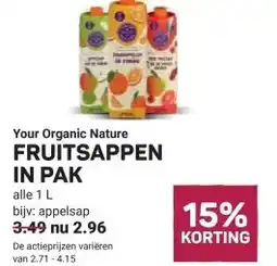 Ekoplaza Your Organic Nature FRUITSAPPEN IN PAK aanbieding