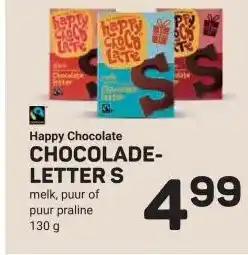 Ekoplaza Happy Chocolate CHOCOLADE- LETTER S aanbieding