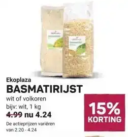Ekoplaza Ekoplaza BASMATIRIJST aanbieding