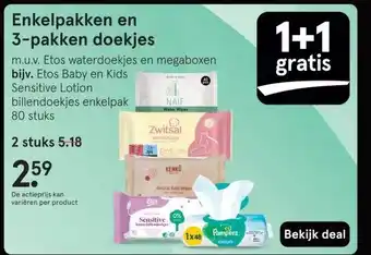 Etos Enkelpakken en 3-pakken doekjes aanbieding