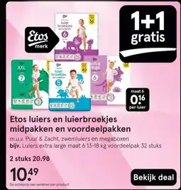 Etos Etos luiers en luierbroekjes midpakken en voordeelpakken aanbieding