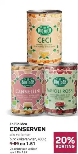 Ekoplaza La Bio Idea CONSERVEN aanbieding
