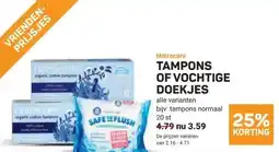 Ekoplaza Natracare TAMPONS OF VOCHTIGE DOEKJES aanbieding