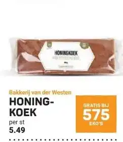 Ekoplaza Bakkerij van der Westen HONING-KOEK aanbieding