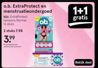 Etos o.b. ExtraProtect en menstruatieondergoed aanbieding